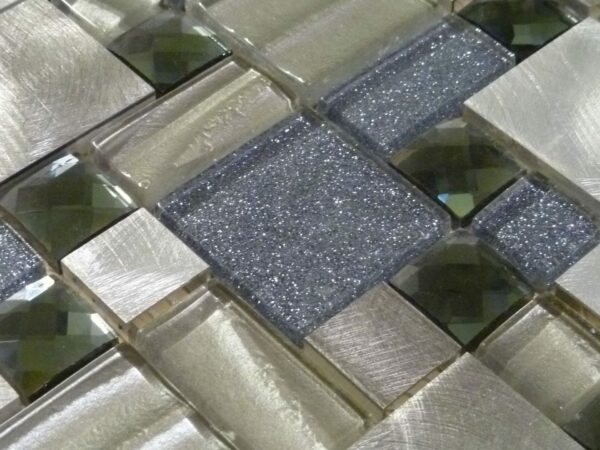 grecian silver modular mosaic tiles