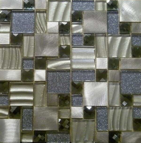 grecian silver modular mosaic tile