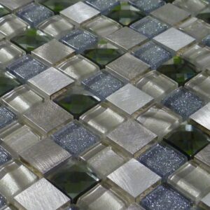 grecain mosaic tiles in silver